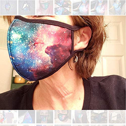 3 Pack Galaxy Dust Mouth Face Mask - Inner White Cotton - Dustproof Saw-Dust Washable - Reusable Comfy - Cotton Protective Breathable Soft Warm Windproof Face Protection for Man and Woman - color: Pack 3 Galaxy