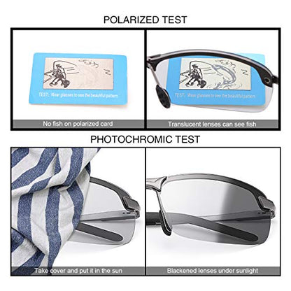 YIMI Men Photochromic Polarized Sports Sunglasses Cycling Fishing Driving Glasses UV Protection Eyeglasses Anti Glare Eyewear - color: 3043 Gun Color