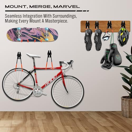 15-Piece Garage Wall Hooks with 3 Extension Straps, Orange Heavy Duty Tool Storage Rack for Ladder, Bike, Shovel, Garden Tools, Metal Wall Mount Organizer Set - style: 15-Pack Hooks + 3 Straps（orange）