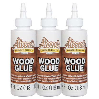 Aleene's DIY Wood Glue, Sandable, Stainable, Paintable Wood Bond, Permanent Hold, Nontoxic, Fast Drying, 4 fl oz 3-Pack - size: 4 fl oz - 3 Pack