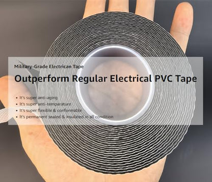 Silicone Butyl Composite Rubber Self-Fusing Tape(1.5" x 20FT) | IP67 Waterproof & 35KV Insulated | Extreme Cold/Hot Resistance | for Plumbing, Hose Repair, Pipe Leak, Electrical Joint, Handlebar Grip