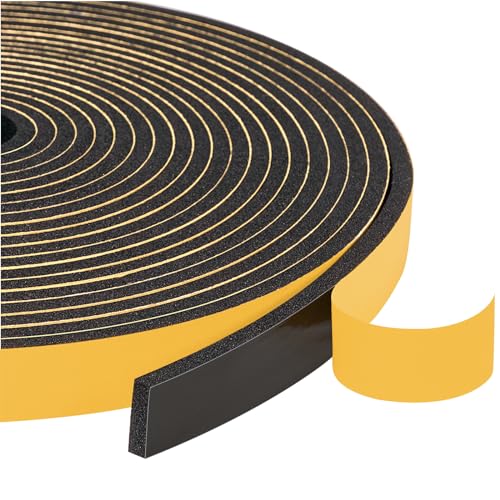 Yotache Foam Weather Stripping Seal Tape 3 Rolls 1/2" W X 1/8" T for Doors and Windows Gasket Insulation Soundproofing, 50 Ft Length (3 X 16.5 Ft Each) - size: 1/2"x1/8"x50 FT