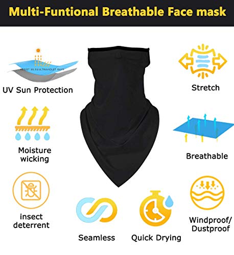 Kyerivs Face Mask Reusable Washable Cloth Bandanas Women Men Neck Gaiter Cover Ear Loops - color: Grey
