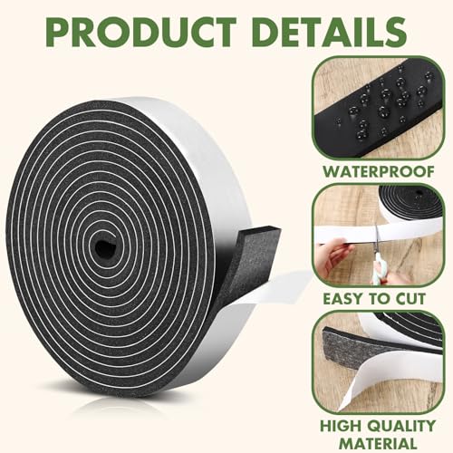 Nuanchu Foam Insulation Tape 1-1/2in Wide x 1/4in Thick x 16.5ft Stripping Neoprene Long Sponge Weather Stripping Foam Strips with Adhesive for Door, Automotive, Air Conditioner Seal(1) - size: 1-1/2in Wide X 1/4in Thick X 16.5ft
