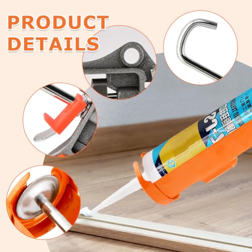Caulk Gun and Caulk Scraper Kit, Caulking Gun with Caul-k Remover Tool, Sealant Finishing Tool Grout Scraper for Caulking/Filling/Sealing(COLOR:Orange)