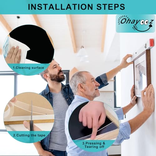 Ohayooz® Extra Strong Double Sided Tape Heavy Duty Removable 50FT, Clear Sticky Adhesive Nano Tape Tough Washable Waterproof Mounting Tape for Hanging Picture, Poster, Carpet, Photo Deco, Pack of 5 - size: 10 Feet Set of 5