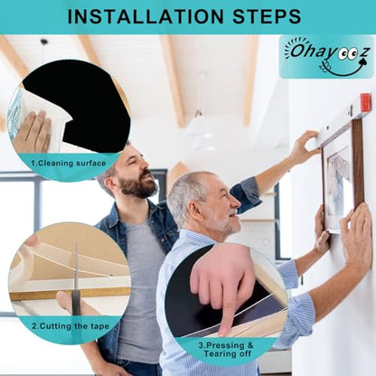 Ohayooz® Extra Strong Double Sided Tape Heavy Duty Removable 50FT, Clear Sticky Adhesive Nano Tape Tough Washable Waterproof Mounting Tape for Hanging Picture, Poster, Carpet, Photo Deco, Pack of 5 - size: 10 Feet Set of 5