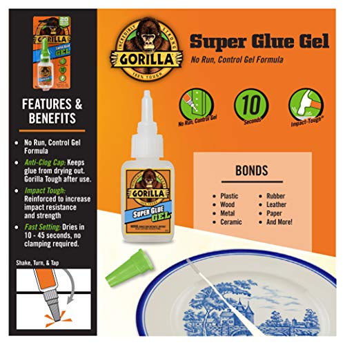 Gorilla Super Glue Gel, Clear Glue, 20 Gram (Pack of 1) - All Purpose and Fast Setting for Projects and Repairs - size: Pack of 1