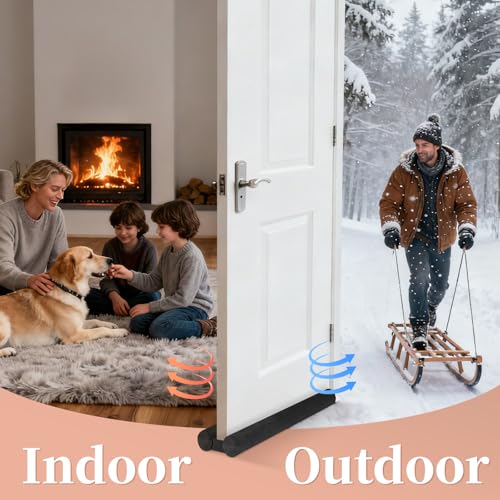 Superior Velvet Under Door Draft Stopper, 30'' to 36'' Adjustable Door Gap Filler, Double-Sided Windproof Seal, Easy-Install, Blocks Noise, Cold, Light, Dust & More