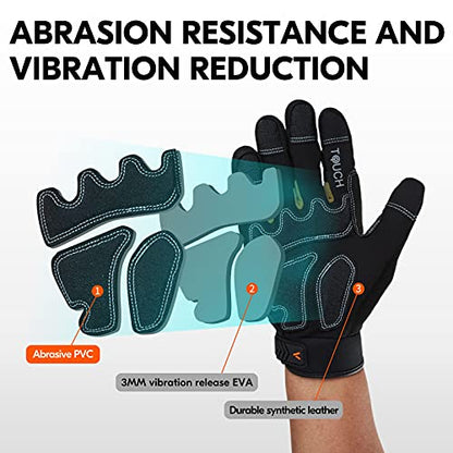 Vgo... 1-Pair 32°F Waterproof Heavy Duty Winter Work Gloves Men,Mechanic Gloves, Impact Protection& Vibration Reduction(Size L, Black&Gold, SL8849FW) - color: Black&gold-winter, size: Large (1 Pair)