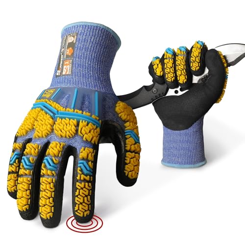Schwer PRO-SKIN Impact Gloves with ANSI A4 Cut Reistant Protection, Flexible and Comfortable Work Gloves with Grip，Touchscreen, Used for Oil and Gas E&P，Mechanic, Construction, XL, PM3900-T - color: Blue Upgraded, size: X-Large