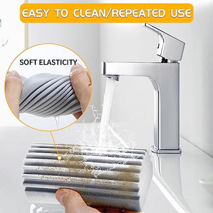 COBETE Damp Clean Duster Sponge,4pack Magic Sponge Eraser,Reusable Damp Dusting Sponge Household Cleaning for Blinds, Glass, Baseboards,Radiators,Window Track Grooves(Grey) - color: Gray