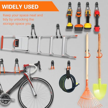 HUPBIPY Heavy Duty Garage Hooks 4 Pack, J Shaped Hanger, Wall Mounted Storage System, Power and Garden Tool Organizer, for Hanging Ladders, Bikes Tires, Hose, Bulk Items - color: Black Large J Hook