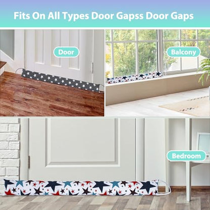 Weighted Door Draft Stopper, 2 Pack 40 Inch Under Door Blocker, Bottom of Door Window Air Noise Light Gap Filler, Saving Energy Cartoon Print Canvas Cotton 2.8Lb - size: 40 inch