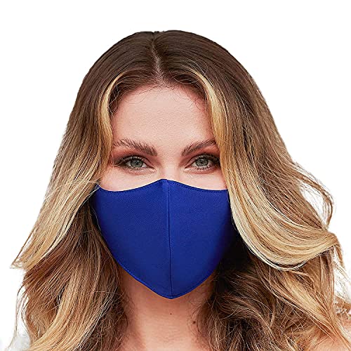 Washable Face Mask with Non-Adjustable Ear Loops & Nose Wire - color: Solid - Royal Blue