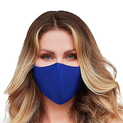 Washable Face Mask with Non-Adjustable Ear Loops & Nose Wire - color: Solid - Royal Blue