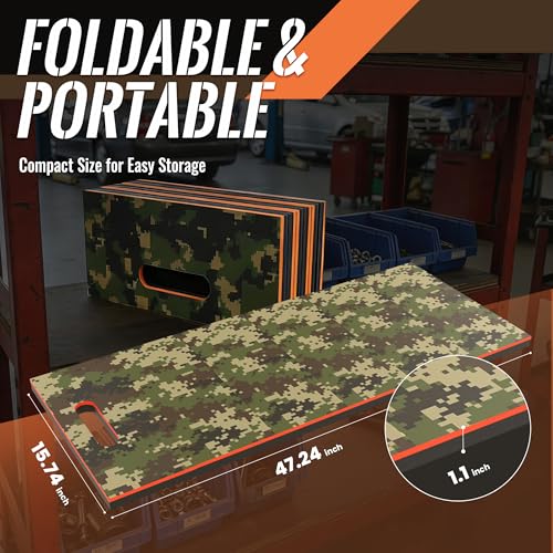 Foldable EVA Utility Mat with Handle, Heavy Duty Mechanic Mat for Kneeling, Workouts, Garages, Gardening, Camping, Picnics, Outdoor Adventures and Home Gyms-Camouflage - color: camouflage