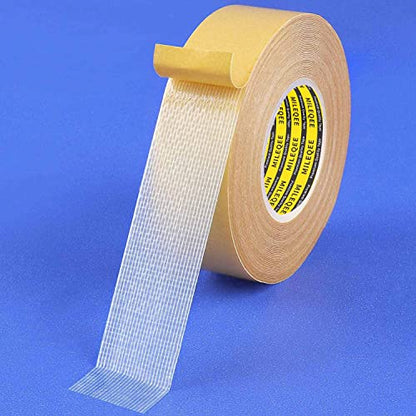 Double Sided Tape Heavy Duty,1in x 33FT(10m), Universal High Tack, Strong Wall Adhesive with Fiberglass Mesh, Super Sticky Resistente Clear Tape, Easy Use Transparent Tape School Supplies - size: 1" X 33ft