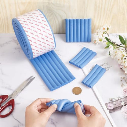 OLYCRAFT Blue Bunk Bed Ladder Pads, Soft Ladder Pads with Strong Adhesive, 2m/2.2 Yards Long, 80mm/3.15" Wide, 8mm Thick, Synthetic Rubber Material - color: Blue