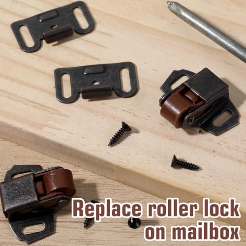 2Pack Mailbox Replacement Roller Catch Latch, Mailbox Latch Replacement Kit, Roller Wheel Spring Cabinet Latches, Rollers Cabinet Latchs for Cabinets Doors RV Latches Camper Kitchen