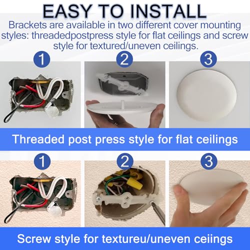2 Pcs CP3540 Ceiling Cover Plate, Round Electrical Box Cover for 3.5-4 Inch Holes, Wall Smog Detector Light Fan Fixture Hole Concealer - color: 2Pcs CP3540