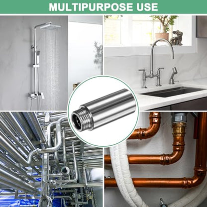 M METERXITY Shower Head Extension Arm, Stainless Steel G1/2 Male to Female Extension Pipe Fitting Adapter with PTFE Thread Seal Tape for Shower/Faucet, Pipe Plumbing Coupler 2.75"/70mm 2-Pack - size: 2.8"/70mm