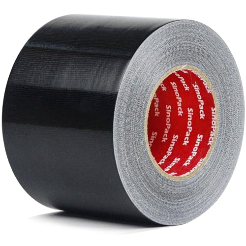Black Heavy-Duty Duct Tape Wide Roll Industrial Strength 4 inches x 55 Yards,9.1 Mil, Waterproof, Strong, Flexible, No Residue, UV Resistant for Indoor Outdoor Repairs Tear by Hand - size: 4IN X 55Yds