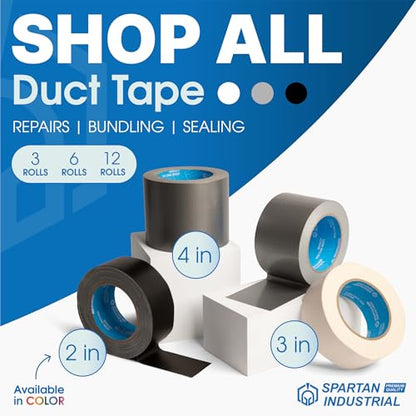 Spartan Industrial - 2" X 30 yd Silver Duct Tape - 6 Rolls No-Residue Tape for Heavy Duty Industrial, DIY, Auto Projects - Water-Resistant 9 Mil - color: Silver, size: 2" X 30 yd