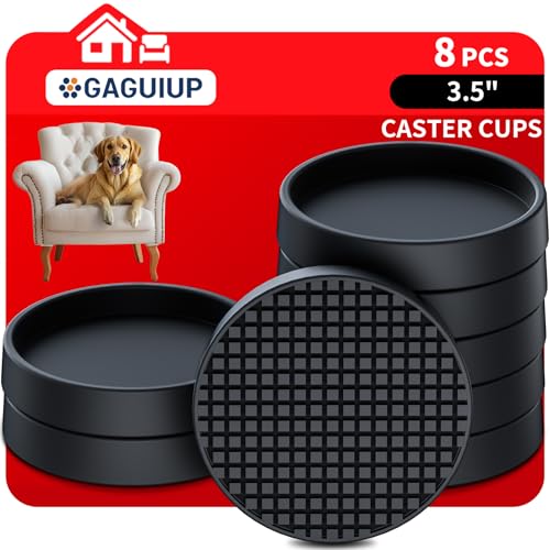 Non Slip Furniture Pads - 3.5" Anti Skid Caster Cups, 8PCS Round Furniture Coasters for Hardwood Floors,Anti Slide Furniture Cup Bed Couch Floor Protectors,Furniture Stoppers to Prevent Sliding(Black) - size: 3.5" 8pcs Black