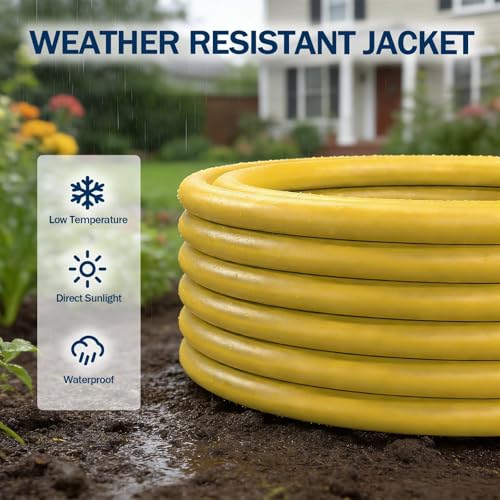 EP 6 Ft 10 Gauge Outdoor Extension Cord with T-Blade Plug, Heavy Duty NEMA 5-20 P/R Power Cord, 20A 250V 10/3 STW Cable for Lawn, Garden, Appliance, Yellow - size: 6ft