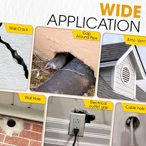 [Upgraded] Rodent Barrier Kit, Steel Wool Included PU Spray Foam Hole Filler for Mice Control 3.2"x7.5’ Rodent Control Fill Fabric, Gloves, Scissors,Gap Blocker in Hole Pipeline Vent in House, Garage - style: 1Pcs Steel Wool + 1Pcs Spray Foam