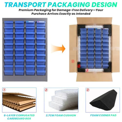 100 Drawers Bolt & Nut Tool Storage Cabinet with ABS Material, 25.8” x 8.66” x 46” Parts Cabinet with Label Stickers & Shelves, Parts Cabinet for Tool Hardware Storage, Auto Repair Shop (100 Drawer) - size: 100 Drawer