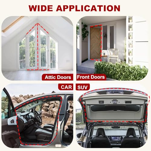 40FT Rubber Weather Stripping Door Seal, Self Adhesive Door Insulation Strip, Block Drafts, Multi-Layer Soundproof, Weatherstripping for Door Frame and Windows (White)