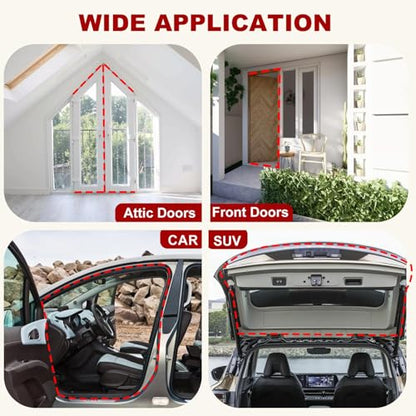 40FT Rubber Weather Stripping Door Seal, Self Adhesive Door Insulation Strip, Block Drafts, Multi-Layer Soundproof, Weatherstripping for Door Frame and Windows (White)