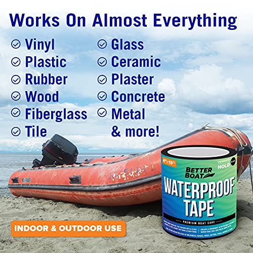 Better Boat Black Waterproof Tape for Leaks, Heavy Duty Marine Grade Sealant, 15 ft x 4 in, for Pools, Gutters, Underwater Repair, Patching and Sealing