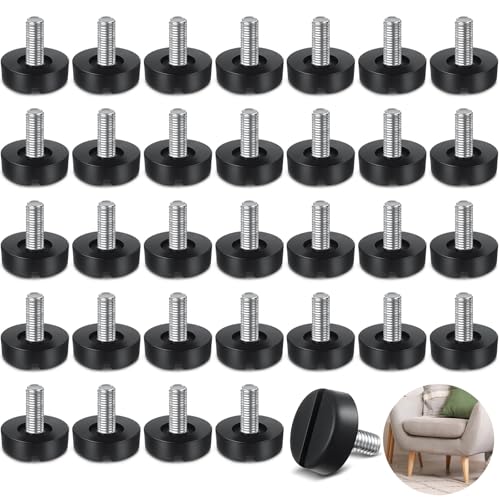 Lasnten 36 Pcs M6 Thread Adjustable Furniture Levelers Screw in Threaded Leveling Feet Heavy Duty Leveling Feet for Tables Chairs Furniture Legs, T Screws Not Included