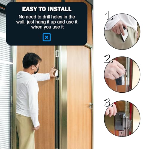 Door Stopper - Pocket Size and Mobile - Heavy Duty Hinge Door Stop - Fit for Firemen, Movers, Hotels & Stores - Easy to Use - Children & Pets Safety Hanging Door Hinge Stoppers