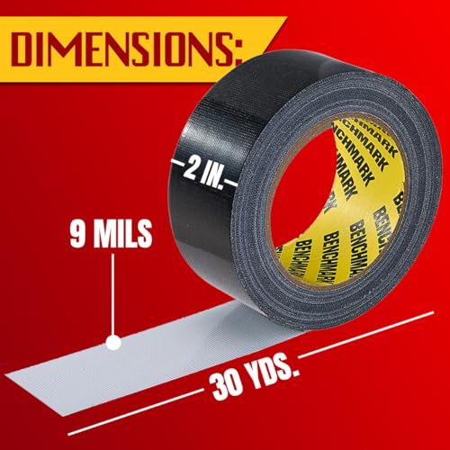 6 Pack - Black Duct Tape (2 in x 90 ft/Roll); Total of 540 Feet (180 Yards); Heavy Duty; Tear by Hand Design; No Residue; Strong Yet Flexible; Great for Repairs of All Kinds; Duck Tape; Bulk Pack - color: Black