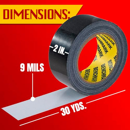 6 Pack - Black Duct Tape (2 in x 90 ft/Roll); Total of 540 Feet (180 Yards); Heavy Duty; Tear by Hand Design; No Residue; Strong Yet Flexible; Great for Repairs of All Kinds; Duck Tape; Bulk Pack - color: Black