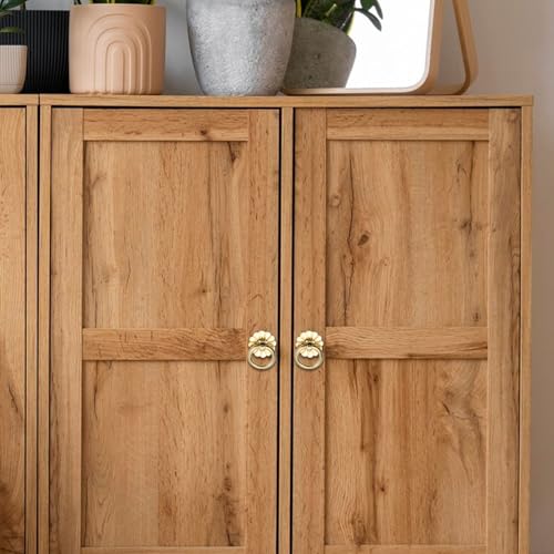 Geesatis 6 Pcs Brass Ring Pulls Handles,Antique Pulls Cabinet Knobs,Drawer pulls Closet Cupboard Door Decorative Handles - style: C
