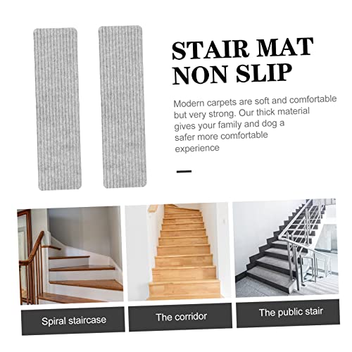 Brown Carpet Washable Rug 2pcs Stair Mat Washable Rug Non Skid Runners Self-Adhesive Stair Grey Face Cushion Non- TPR for Use in The Kitchen - color: Grey