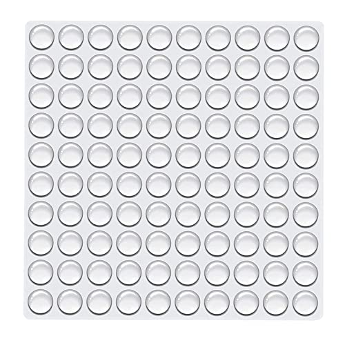 TCPENG® 100PCS Clear Rubber Feet, Small Self Adhesive Pads, Sticky Rubber Dots, Non-Slip Cabinet Stoppers, Furniture Buffers — Hemispherical Silicone Pads for Door Furniture