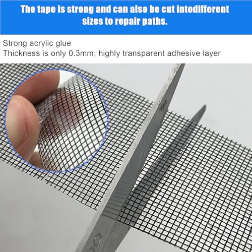 Fiberglass Window Repair Tape 4in X 15FT, Waterproof Screen Repair Kit for Mesh Screens, Instantly Covers Holes and Tears (Gray)