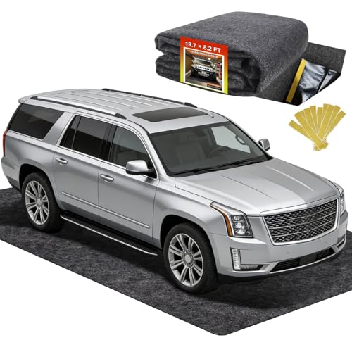 19.7' ×8.2' Garage Floor Mat for Under Car, Heavy-Duty Oil Spill Mat, Waterproof & Absorbent Garage Flooring, Non-Slip Protective Pad for Garage & Shop, Reusable & Washable with Adhesive Tape - size: 19.7×8.2 ft