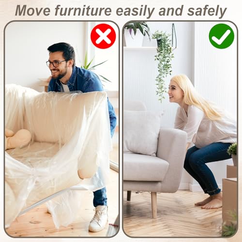 12PCS 2 Inches Self-Stick Furniture Glides, Furniture Sliders, Heavy Duty Moving Pads for Carpet and Hardwood Floors(Beige)