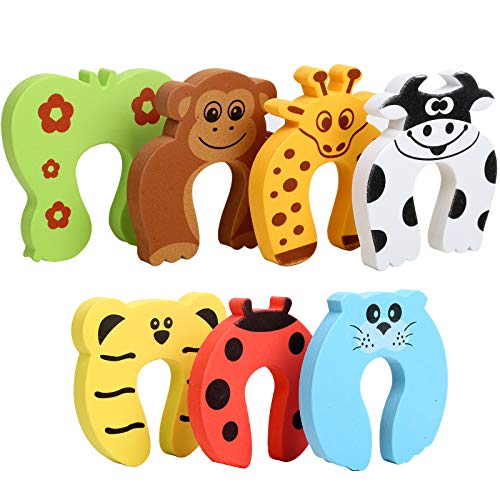 Door Stoppers,7Pcs Baby Proofing Corner Protector Baby Cartoon Animal Door Stop Soft Foam Cushion Baby Finger Protector,Prevent Child or Pet from Getting Locked in Room - size: 7 Piece Assortment