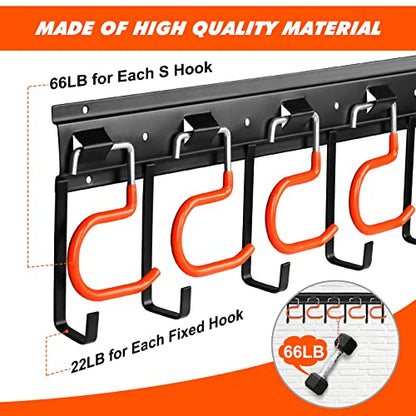 TVKB 34'' All Metal Garden Tool Organizer Wall Mount Garage Organizers and Storage with Hooks Tool Hangers for Shed - size: 34inch(17"x2pack)