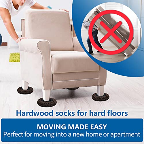 5" Furniture Sliders, 2-in-1 Furniture Movers Sliders with Hardwood Socks, 4+4 Pack - 4 Furniture Sliders for Carpet and 4 Hardwood Socks, Move Your Furniture Easily! - size: 4+4 Pack 5inch (Brown)