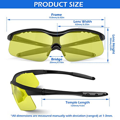 OXG 6 Pack Tinted Safety Glasses for Men Women, Safety Goggles ANSI Z87.1 Protective Eyewear Scratch Resistant Eye Protection - color: Yellow