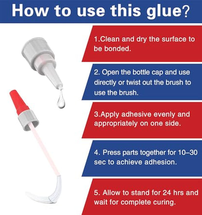 (2-in-1) Metal Glue with Brush Applicator & Nozzle,Small Piece Metal Repair,Super Instant Glue Bonding Between Metals, Metals and Other Materials,Waterproof Clear